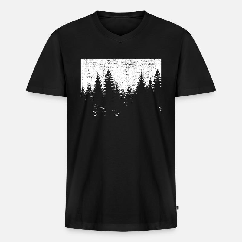 Wald - Männer Premium Bio T-Shirt mit V-Ausschnitt - Schwarz