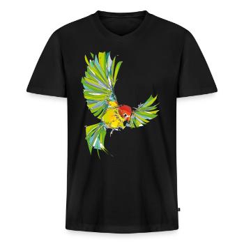 Lovebird - Männer Premium Bio T-Shirt mit V-Ausschnitt - Schwarz - Vorne - Nico (187cm)
