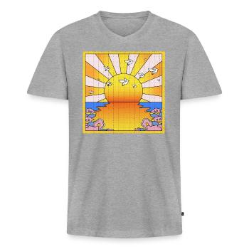 California Orange Sunshine LSD Löschblatt - Männer Premium Bio T-Shirt mit V-Ausschnitt - Grau meliert - Vorne