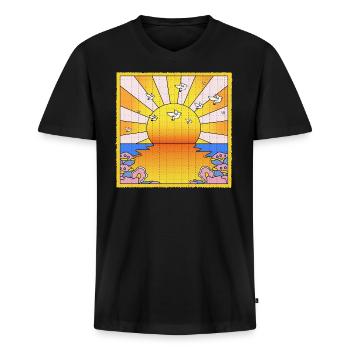 California Orange Sunshine LSD Löschblatt - Männer Premium Bio T-Shirt mit V-Ausschnitt - Schwarz - Vorne - Nico (187cm)