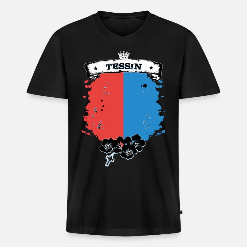 Tessin - Männer Premium Bio T-Shirt mit V-Ausschnitt - Schwarz