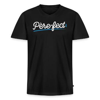 Je Suis Père-fect - T-shirt encolure en V Premium bio Homme - noir - Devant - Nico (187cm)