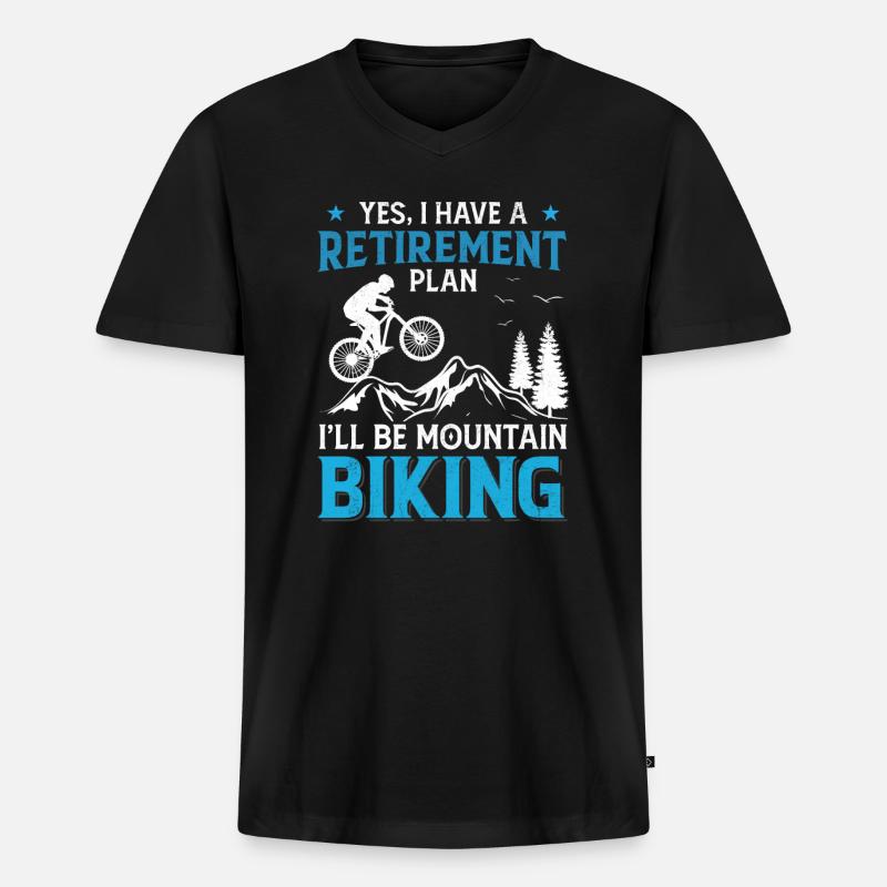 Altersvorsorge - Mountainbiken - Männer Premium Bio T-Shirt mit V-Ausschnitt - Schwarz