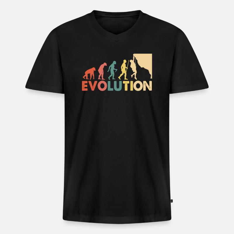 Klettern Evolution Escalade - Männer Premium Bio T-Shirt mit V-Ausschnitt - Schwarz