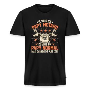 Ich bin ein sehr cooler Biker-Opa - Männer Premium Bio T-Shirt mit V-Ausschnitt - Schwarz - Vorne - Nico (187cm)