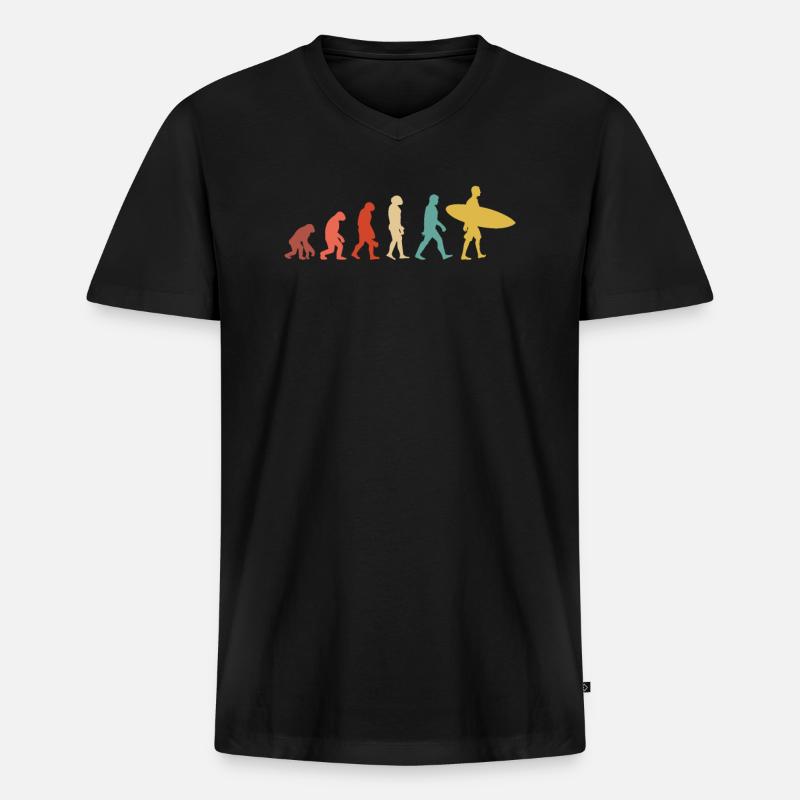 Evolution des Surfens - Männer Premium Bio T-Shirt mit V-Ausschnitt - Schwarz