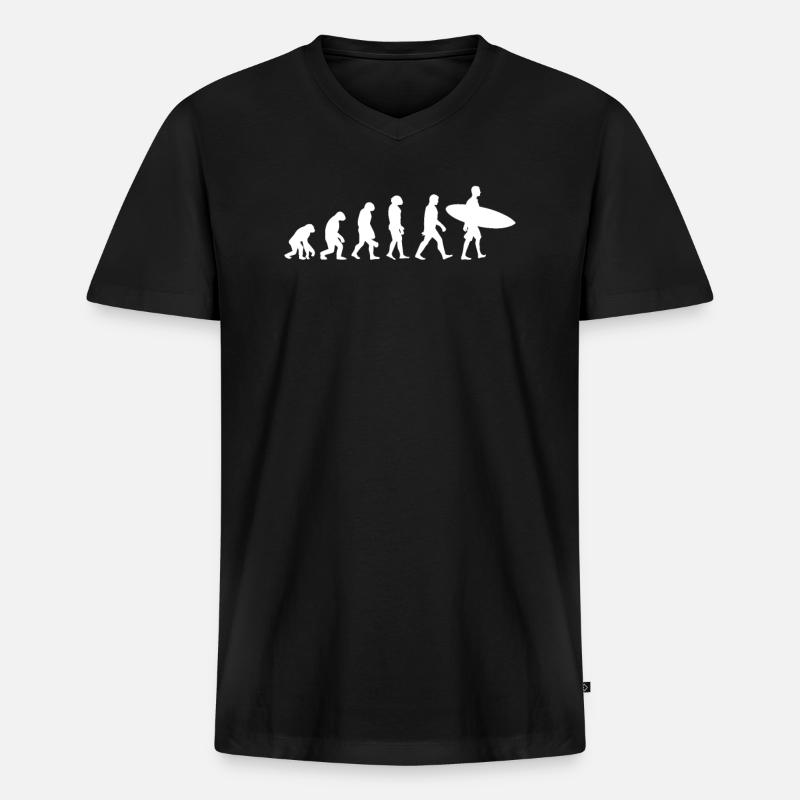 Evolution des Surfens - Männer Premium Bio T-Shirt mit V-Ausschnitt - Schwarz