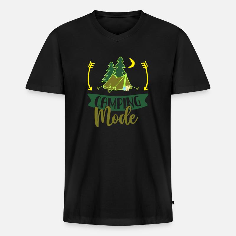 Camping - Männer Premium Bio T-Shirt mit V-Ausschnitt - Schwarz