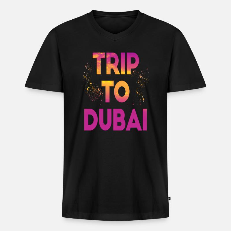 Trip To Dubai - Männer Premium Bio T-Shirt mit V-Ausschnitt - Schwarz