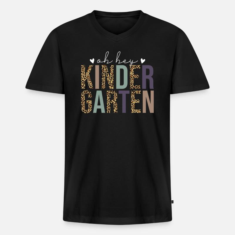 Oh Hey Kindergarten - Männer Premium Bio T-Shirt mit V-Ausschnitt - Schwarz