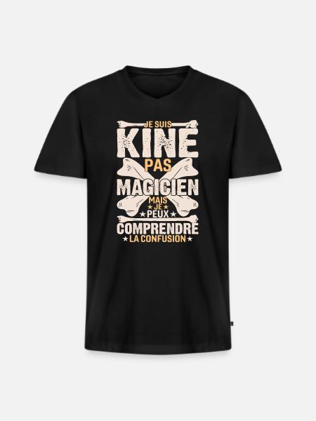 Je Suis Kiné Pas Magicien - T-shirt encolure en V Premium bio Homme - noir