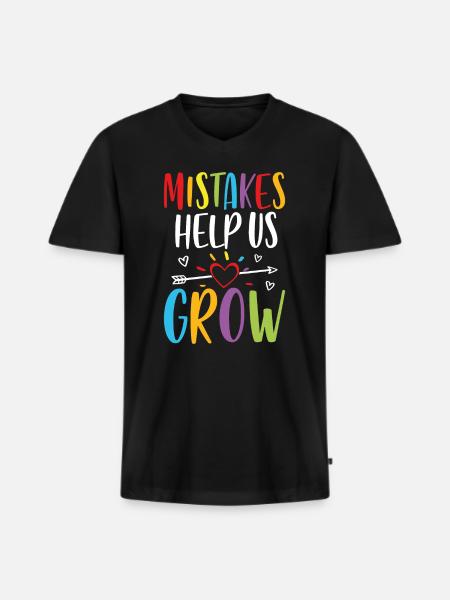 Mistakes help us grow - Men's Premium Organic T-shirt with V-neck - black