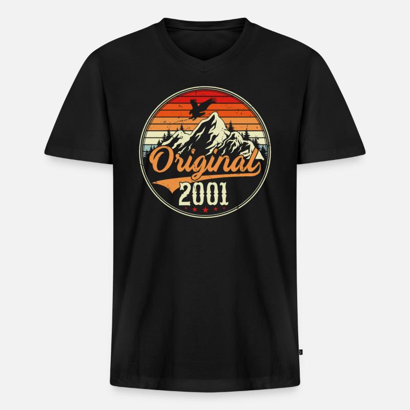 Original 2001 - Männer Premium Bio T-Shirt mit V-Ausschnitt - Schwarz