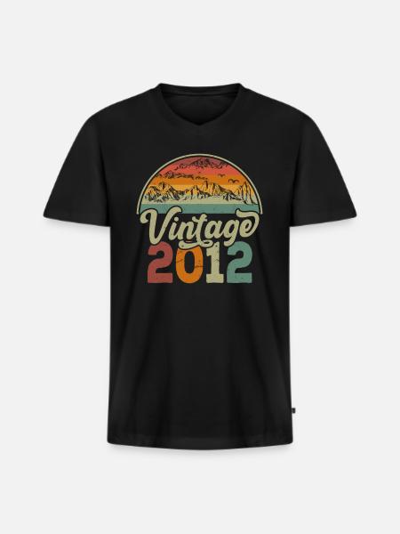 Jahrgang 2012 - Männer Premium Bio T-Shirt mit V-Ausschnitt - Schwarz