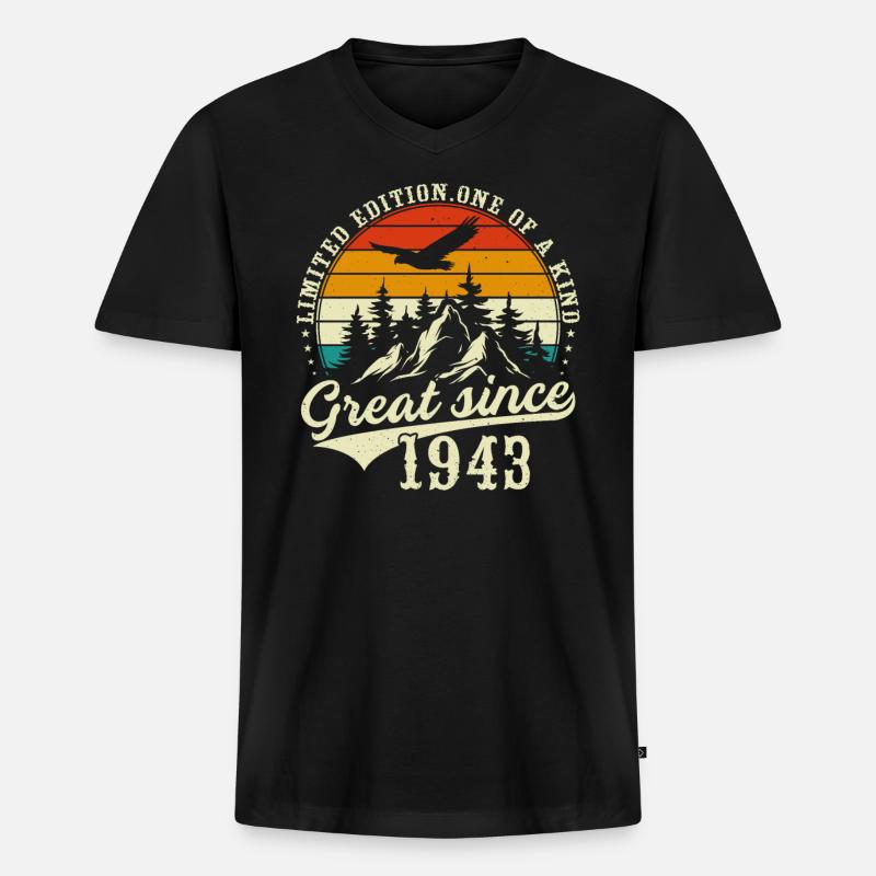Einzigartig seit 1943 - Männer Premium Bio T-Shirt mit V-Ausschnitt - Schwarz