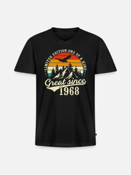 Einzigartig seit 1968 - Männer Premium Bio T-Shirt mit V-Ausschnitt - Schwarz