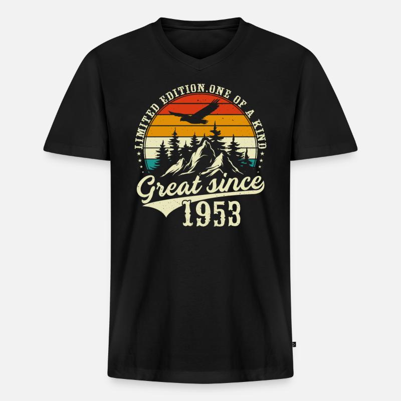 Einzigartig seit 1953 - Männer Premium Bio T-Shirt mit V-Ausschnitt - Schwarz