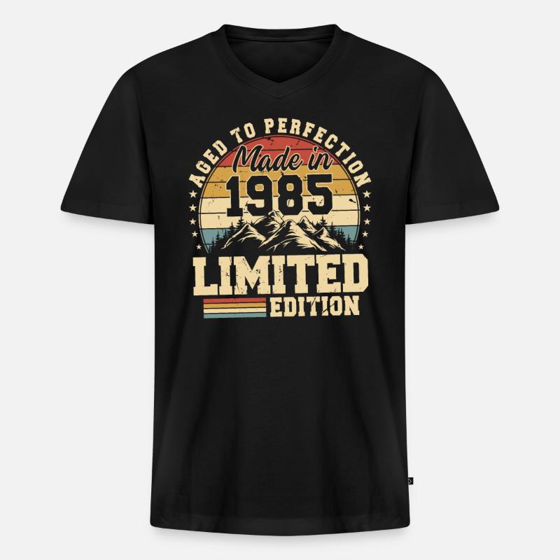 Einzigartig seit 1985 - Männer Premium Bio T-Shirt mit V-Ausschnitt - Schwarz