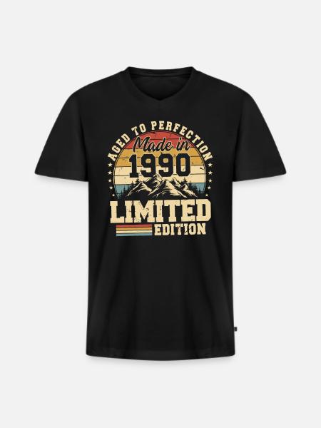 Einzigartig seit 1990 - Männer Premium Bio T-Shirt mit V-Ausschnitt - Schwarz