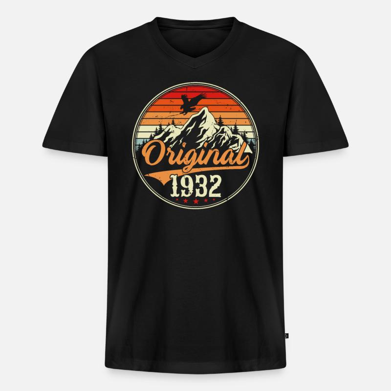 Original 1932 - Männer Premium Bio T-Shirt mit V-Ausschnitt - Schwarz
