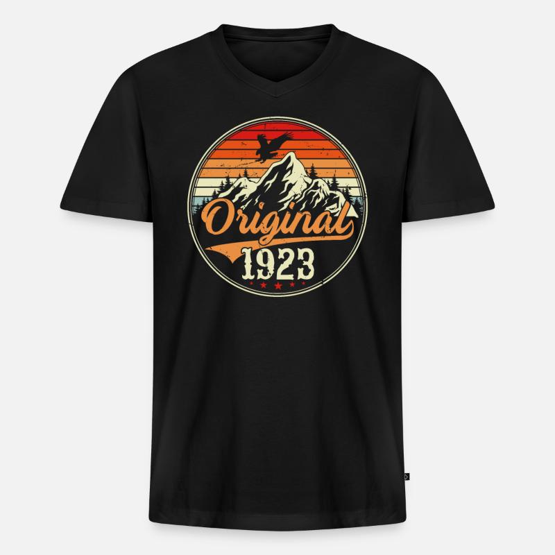 Original 1923 - Männer Premium Bio T-Shirt mit V-Ausschnitt - Schwarz