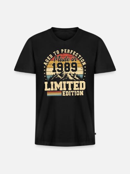 Einzigartig seit 1989 - Männer Premium Bio T-Shirt mit V-Ausschnitt - Schwarz