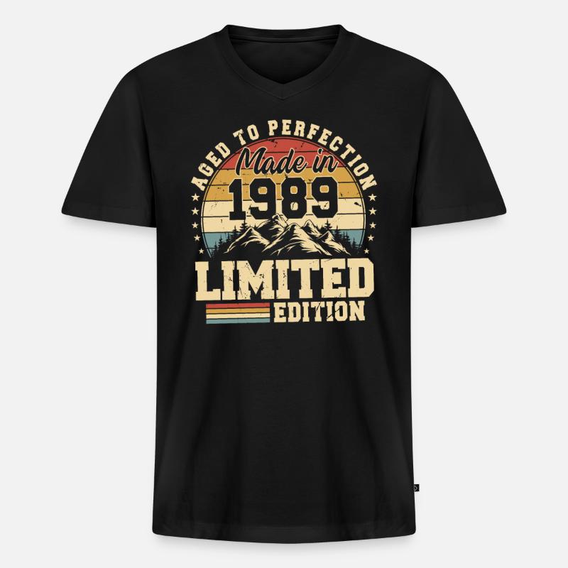Einzigartig seit 1989 - Männer Premium Bio T-Shirt mit V-Ausschnitt - Schwarz