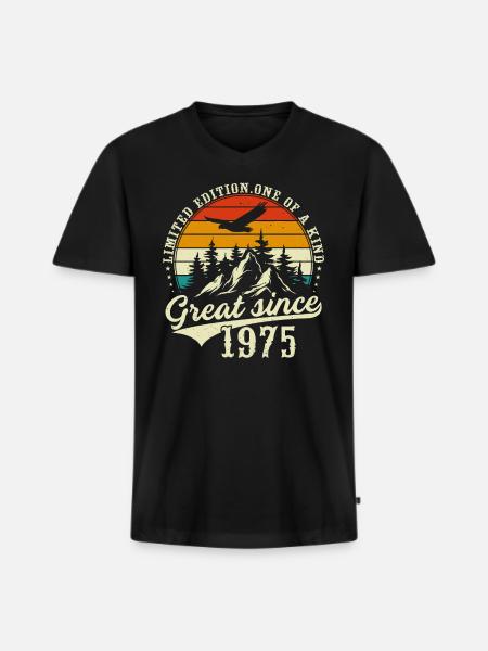 Einzigartig seit 1975 - Männer Premium Bio T-Shirt mit V-Ausschnitt - Schwarz