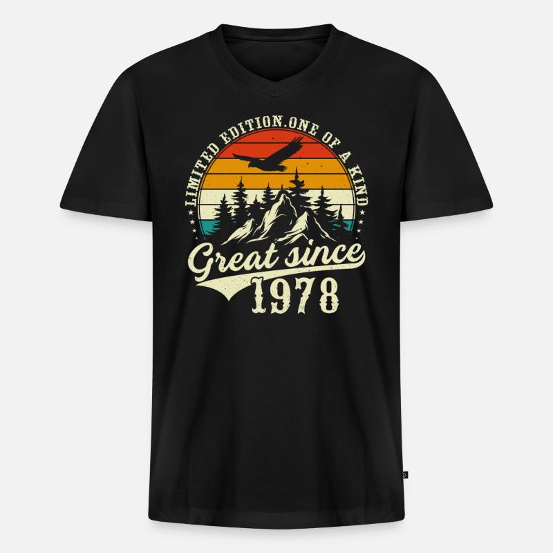 Einzigartig seit 1978 - Männer Premium Bio T-Shirt mit V-Ausschnitt - Schwarz