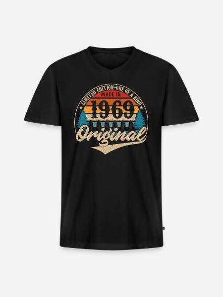 Made in 1969 Original - Men's Premium Organic T-shirt with V-neck - black