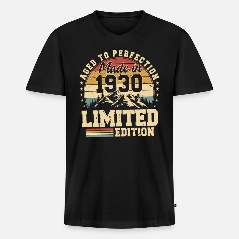 Einzigartig seit 1930 - Männer Premium Bio T-Shirt mit V-Ausschnitt - Schwarz