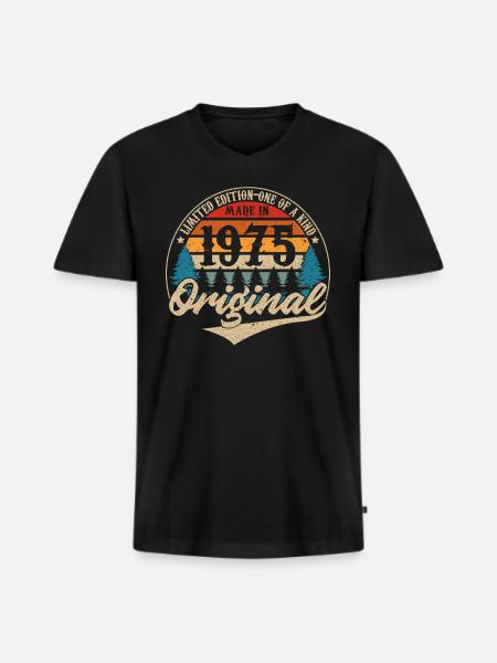 Fabriqué En 1975 Original - T-shirt encolure en V Premium bio Homme - noir