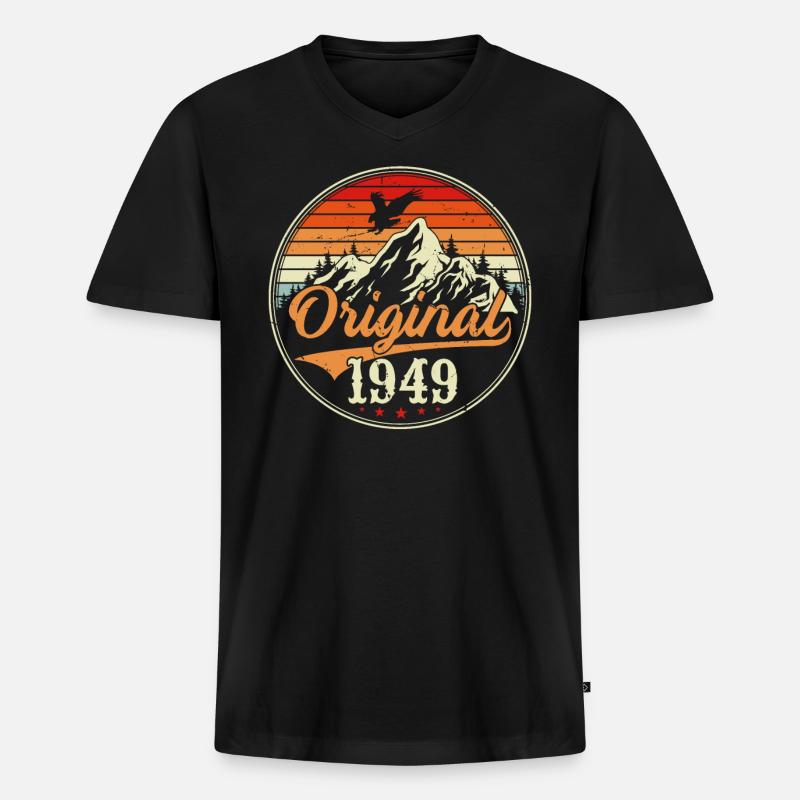 Original 1949 - Männer Premium Bio T-Shirt mit V-Ausschnitt - Schwarz