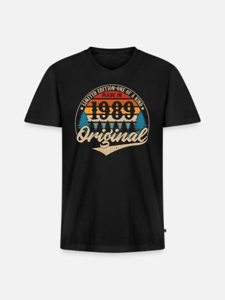 Made in 1989 Original - Men's Premium Organic T-shirt with V-neck - black