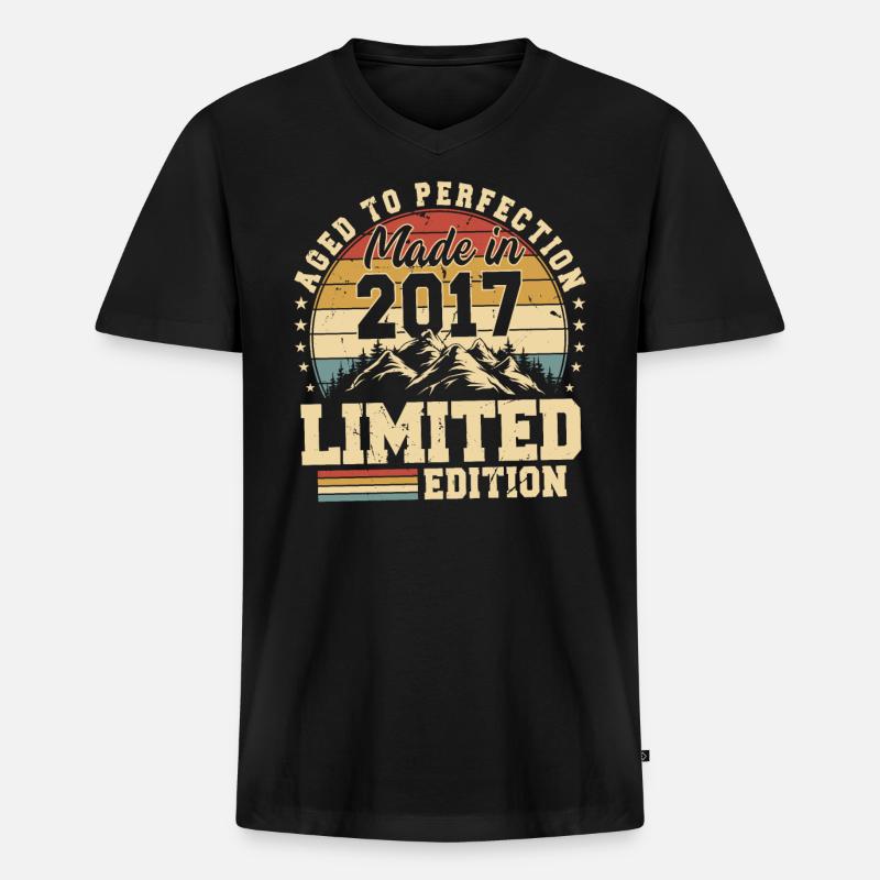 Einzigartig seit 2017 - Männer Premium Bio T-Shirt mit V-Ausschnitt - Schwarz