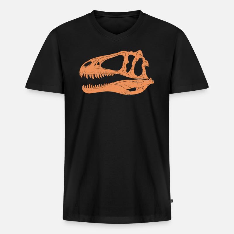 Acrocanthosaurus Fossilschädel - Männer Premium Bio T-Shirt mit V-Ausschnitt - Schwarz