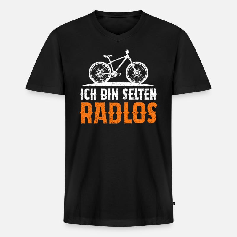 Ich Bin Selten Radlos - Männer Premium Bio T-Shirt mit V-Ausschnitt - Schwarz