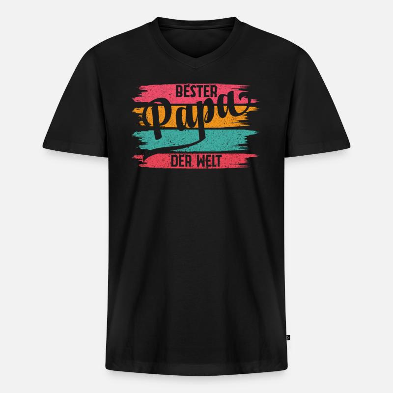 Bester Papa Der Welt - Männer Premium Bio T-Shirt mit V-Ausschnitt - Schwarz