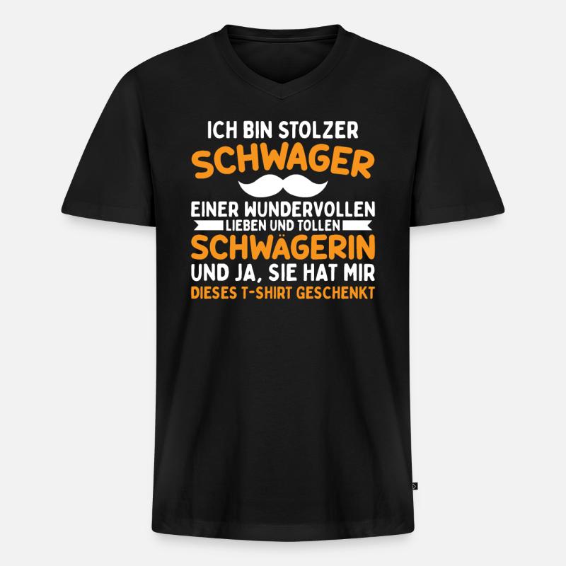 Stolzer Schwager - Männer Premium Bio T-Shirt mit V-Ausschnitt - Schwarz