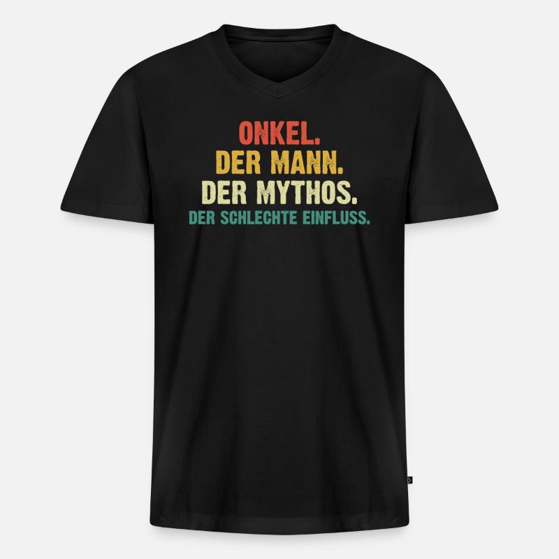 Onkel Der Mann Der Mythos - Männer Premium Bio T-Shirt mit V-Ausschnitt - Schwarz
