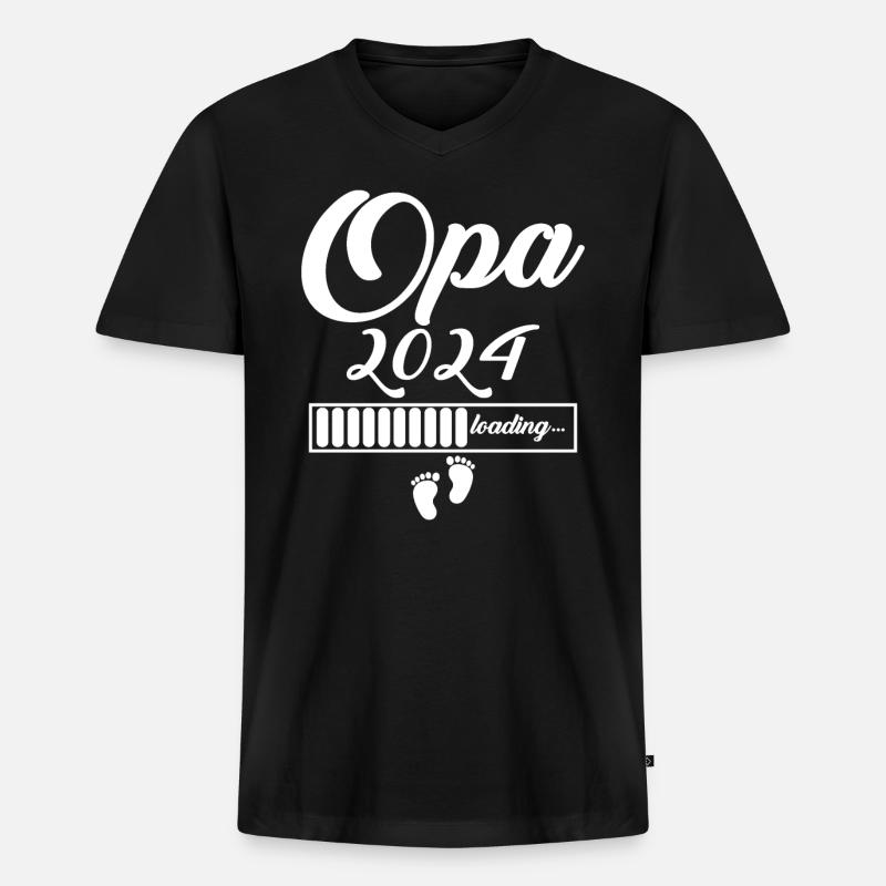 Opa 2024 - Männer Premium Bio T-Shirt mit V-Ausschnitt - Schwarz