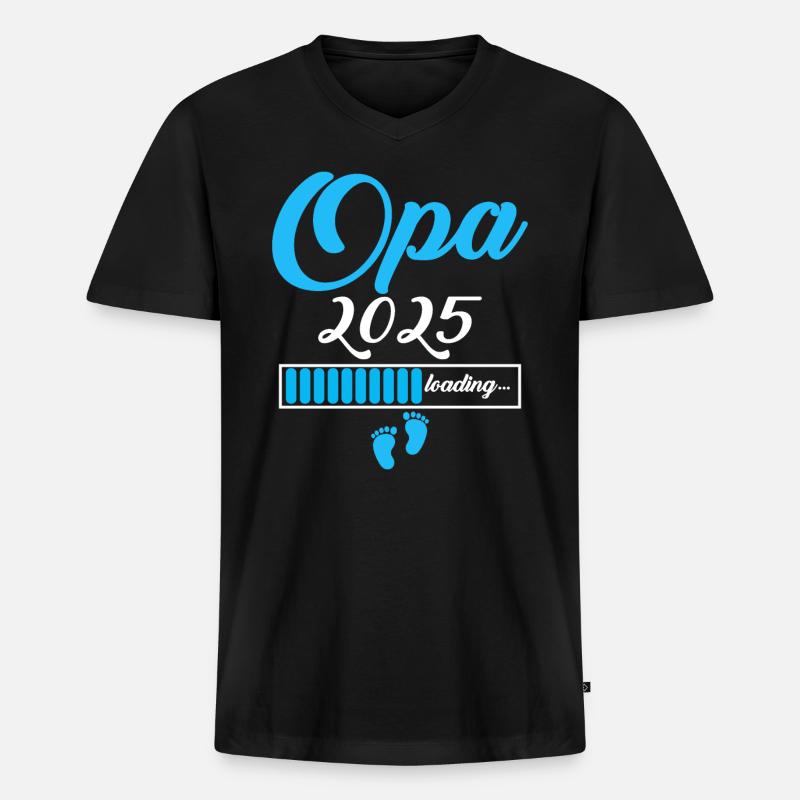 Opa 2025 - Männer Premium Bio T-Shirt mit V-Ausschnitt - Schwarz