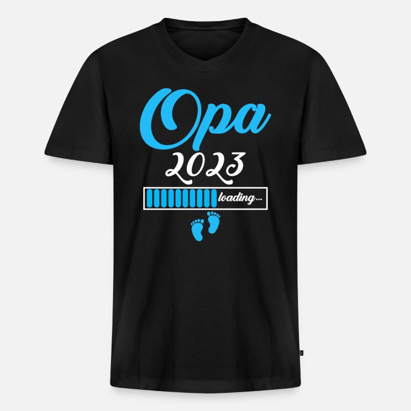 Opa 2023 - Männer Premium Bio T-Shirt mit V-Ausschnitt - Schwarz