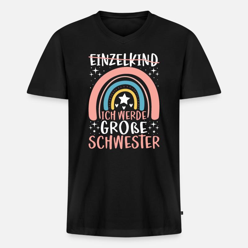 Ich Werde Große Schwester - Männer Premium Bio T-Shirt mit V-Ausschnitt - Schwarz