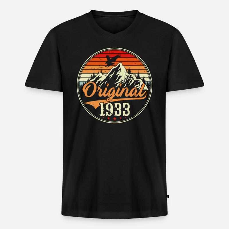 Original 1933 - Männer Premium Bio T-Shirt mit V-Ausschnitt - Schwarz