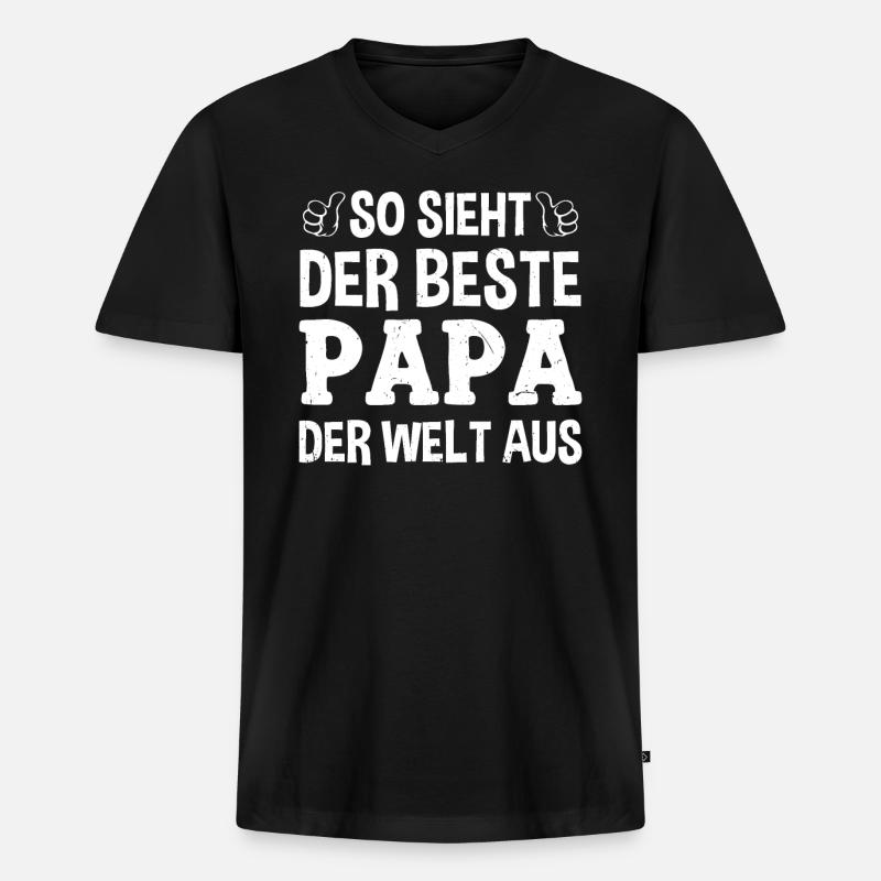 So Sieht Der Beste Papa - Männer Premium Bio T-Shirt mit V-Ausschnitt - Schwarz