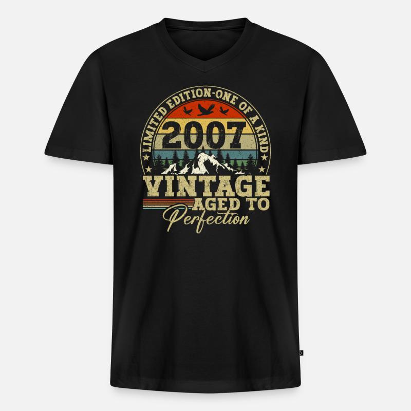 Ich bin Baujahr 2007 - Männer Premium Bio T-Shirt mit V-Ausschnitt - Schwarz