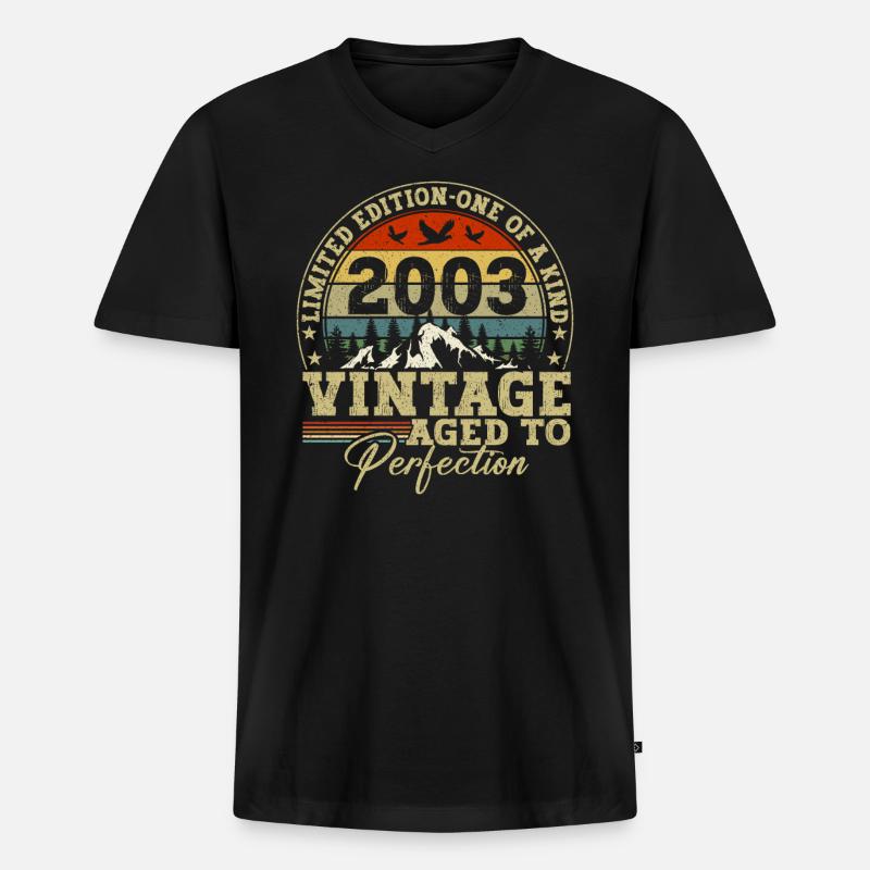 Limited Edition 2003 - Männer Premium Bio T-Shirt mit V-Ausschnitt - Schwarz