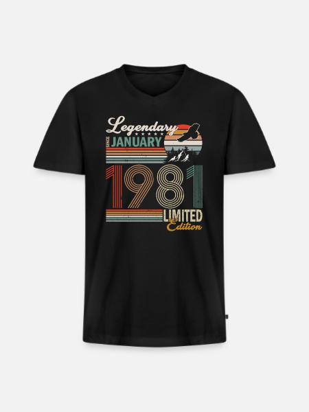Awesome since January 1981 - Men's Premium Organic T-shirt with V-neck - black
