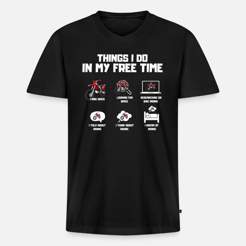 Motorradfreak - Männer Premium Bio T-Shirt mit V-Ausschnitt - Schwarz